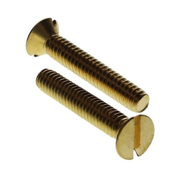Newport Fasteners #8-32 x 1-1/4 in Slotted Flat Machine Screw, Plain Brass, 100 PK 504244-100 - main